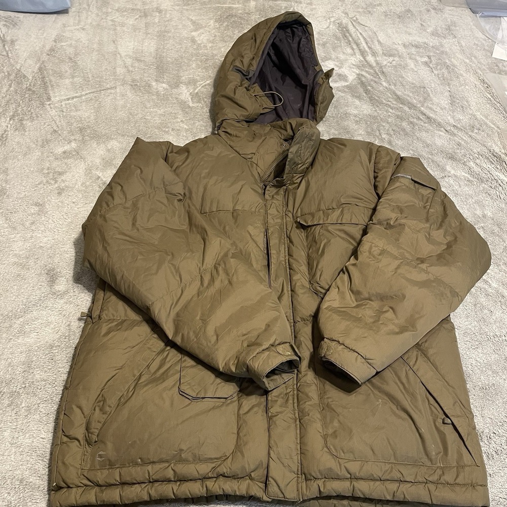 Helly Hansen Mens Goose Down 550 Jacket Outdoors Hiking Removable Hood Green XL